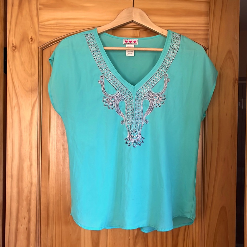 Three pink hearts womens blouse